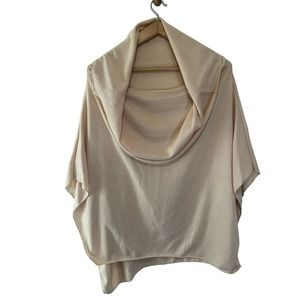 Cream Beige Poncho Cowl Neck Shawl Medium Light
